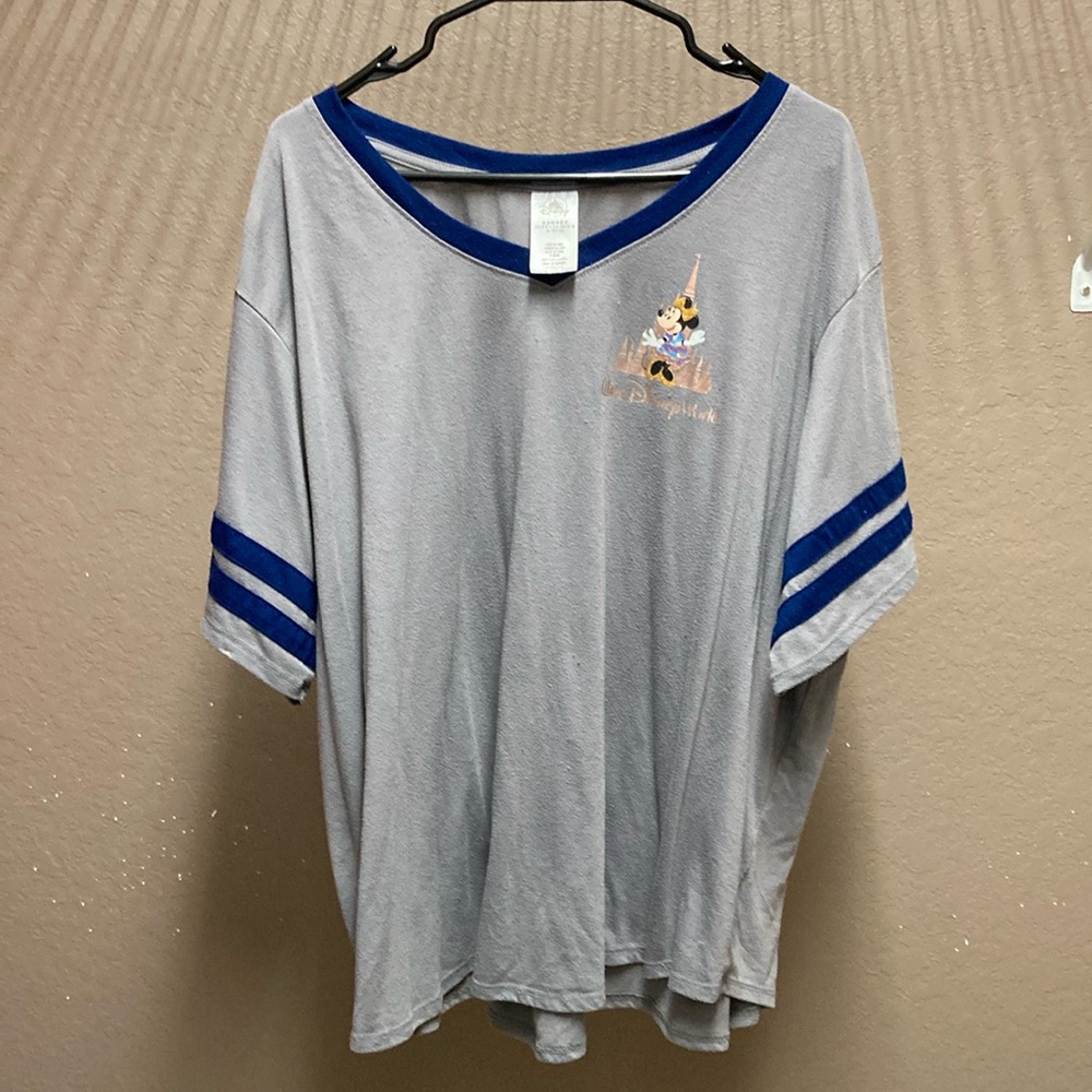 Disney Gray and Blue Short Sleeve Tee with Playful Cartoon Accent